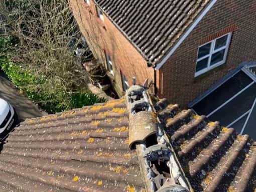 This is a photo of a roof repair enquiry before the new installation. This work was carried out by Oswestry Roofing